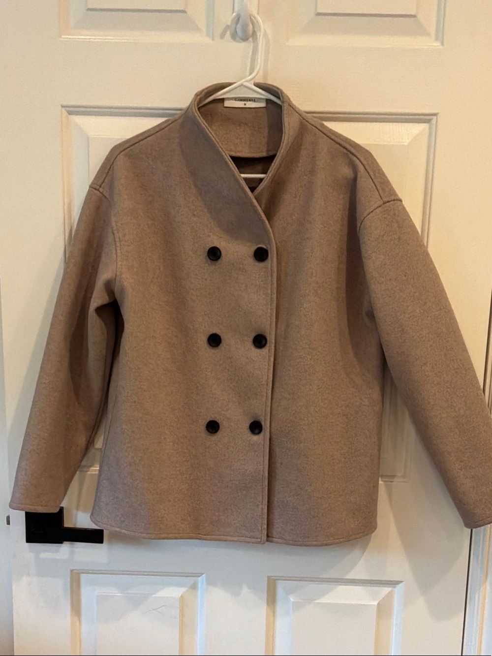 Commense Women's Double-Breasted Pea Coat in Taupe